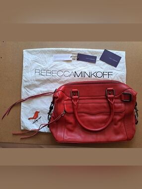 Rebecca Minkoff MAB Satchel Red Pebbled Leather Bag w/ Dust Bag & Tags